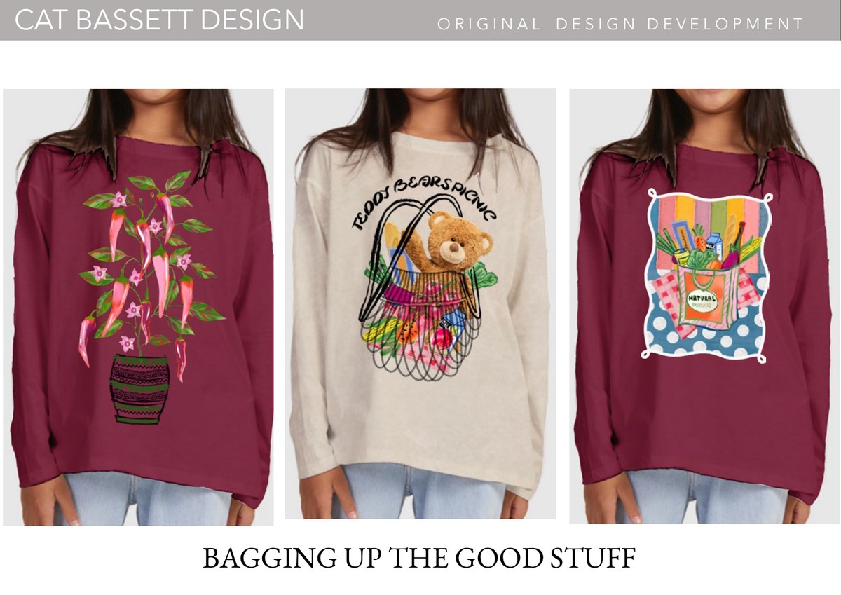 Kidswear portfolio page: Bagging Up the Good Stuff
